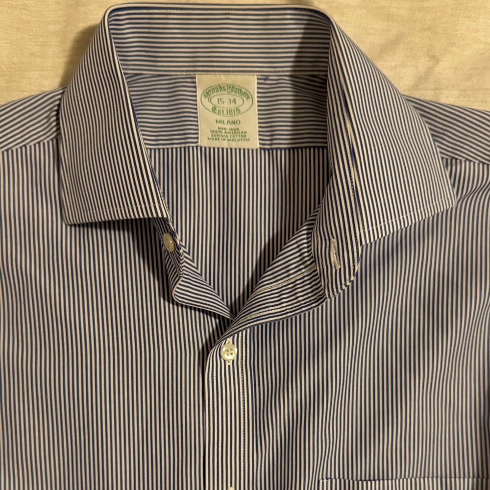 Brooks Brothers Navy Striped Dress Shirt